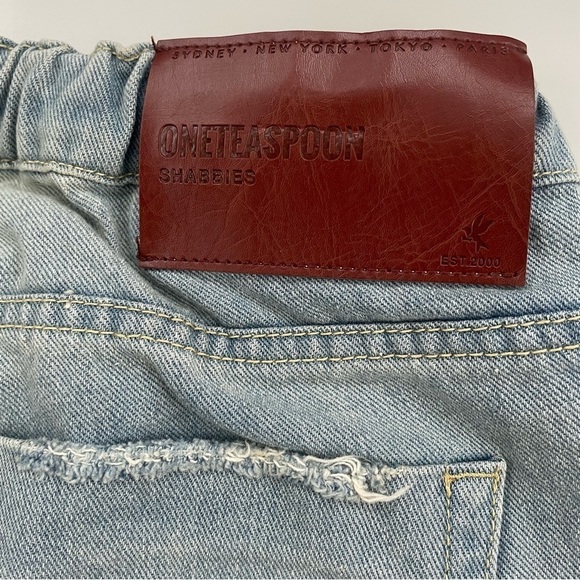 One Teaspoon Light Washed Shabbies Drawstring Boyfriend Distressed Jeans Small - Picture 7 of 13